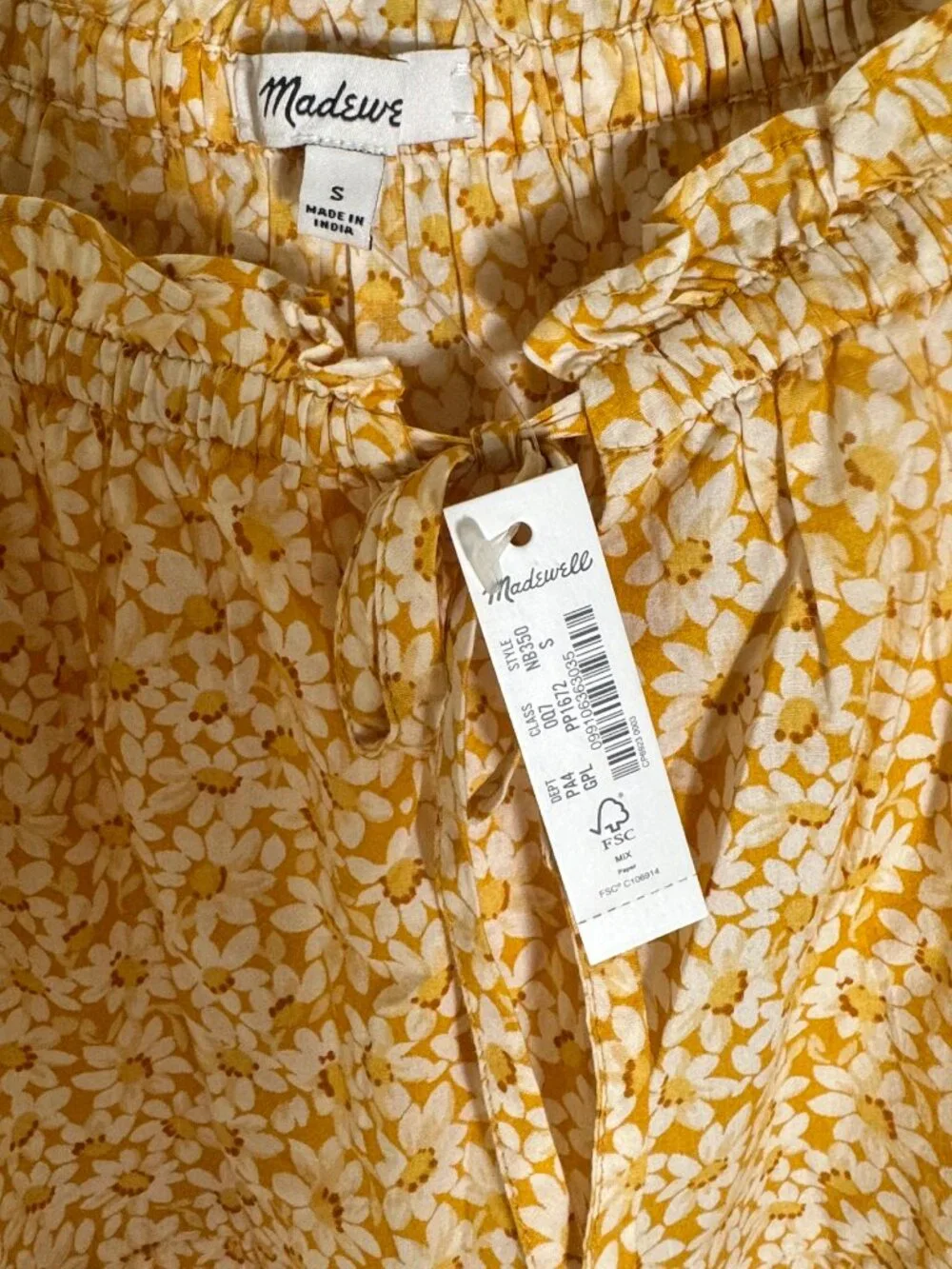 NWT Madewell S Yellow Daisy Midi Dress Puff Sleeve Cottagecore - Picture 8 of 11